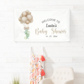 Minimalistisch Beige Ballonnen Boho Baby shower Spandoek (Insitu)