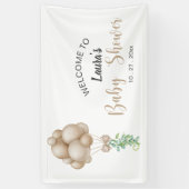 Minimalistisch Beige Ballonnen Boho Baby shower Spandoek (Verticaal)