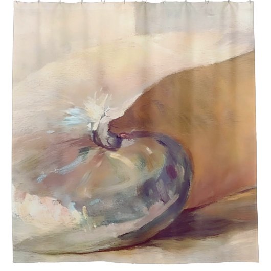 Minimalistisch Beige Beachy Seashell Douchegordijn (Voorkant)