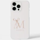 Minimalistisch Beige Bow Initiaal Monogram Case-Mate iPhone Case (Achterkant)