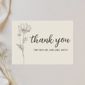 Minimalistisch beige bruilding bedankkaart