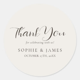 Minimalistisch beige bruilding ronde sticker