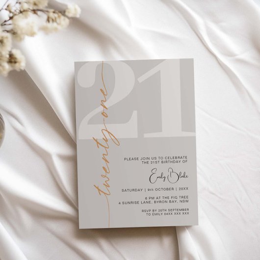 Minimalistisch Beige eenentwintig 21ste verjaardag Kaart