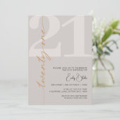 Minimalistisch Beige eenentwintig 21ste verjaardag Kaart (Staand voorkant)