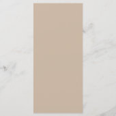 Minimalistisch Beige Eenvoudige Bruiloft Menu Kaar (Achterkant)