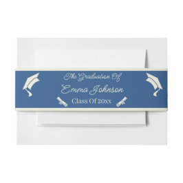 Minimalistisch beige en blauw Afstuderen gepersona Uitnodigingen Wikkel