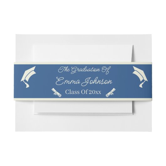 Minimalistisch beige en blauw Afstuderen gepersona Uitnodigingen Wikkel (Voorkant Voorbeeld)