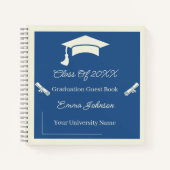 Minimalistisch beige en blauw Afstuderen  Notitieboek (Voorkant)