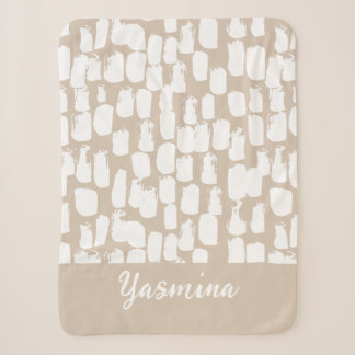 Minimalistisch beige en wit abstract motief sherpa deken