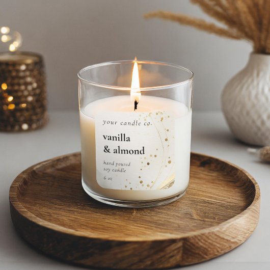 Minimalistisch Beige Gold Candle Label