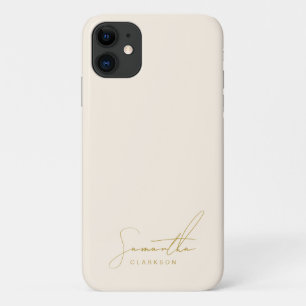 Minimalistisch Beige & Goud Handgeschreven Cursief Case-Mate iPhone Case