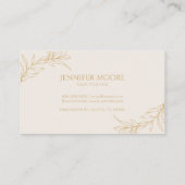 Minimalistisch beige gouden takblad visitekaartje (Achterkant)