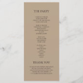 Minimalistisch Beige Huwelijksprogramma | Elegant Menu (Achterkant)