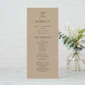 Minimalistisch Beige Huwelijksprogramma | Elegant Menu (Staand voorkant)