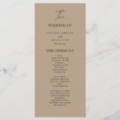 Minimalistisch Beige Huwelijksprogramma | Elegant Menu (Voorkant)