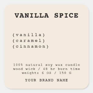 Minimalistisch beige kaarslabel vierkante sticker