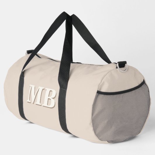 Minimalistisch Beige Modern Initiaal Monogram Plunjezak (Rechterhoek)