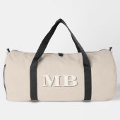 Minimalistisch Beige Modern Initiaal Monogram Plunjezak (Achterkant)
