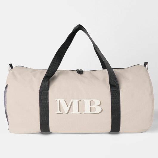 Minimalistisch Beige Modern Initiaal Monogram Plunjezak (Achterkant)