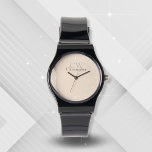 Minimalistisch beige monogram horloge<br><div class="desc">Dit minimalistische stijlvolle monogram ontwerp is perfect voor diegenen die houden van eenvoudig strak ontwerp. Gemakkelijk aan te passen om uw initialen en naam op te nemen.</div>