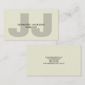 Minimalistisch Beige Monogram Trendy Modern Visitekaartje (Voorkant / Achterkant)