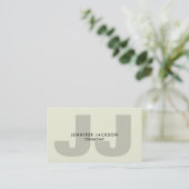 Minimalistisch Beige Monogram Trendy Modern Visitekaartje (Staand voorkant)