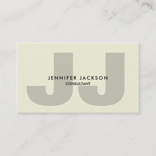 Minimalistisch Beige Monogram Trendy Modern Visitekaartje (Voorkant)