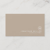 Minimalistisch beige monogram visitekaartje (Voorkant)