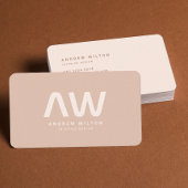 Minimalistisch beige monogram visitekaartje