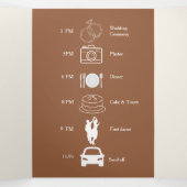 Minimalistisch beige neutraal monogram huwelijk drieluik uitnodiging (Binnenkant midden)