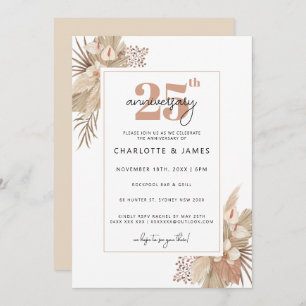 Minimalistisch beige script 25th bruiloft kaart