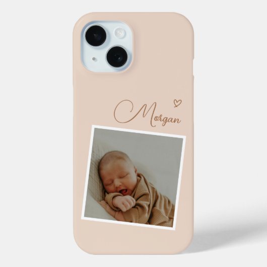 Minimalistisch beige script aangepaste foto Case-Mate iPhone case (Achterkant)