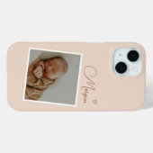 Minimalistisch beige script aangepaste foto Case-Mate iPhone case (Achterkant (horizontaal))