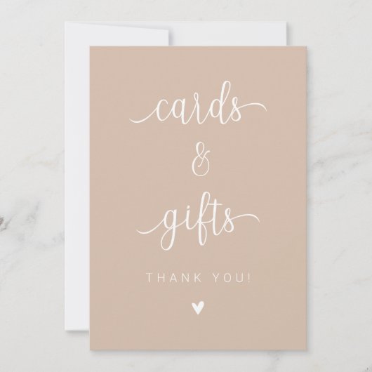 Minimalistisch Beige Script Kaarten en cadeaubordj (Voorkant)