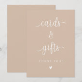 Minimalistisch Beige Script Kaarten en cadeaubordj (Voorkant / Achterkant)
