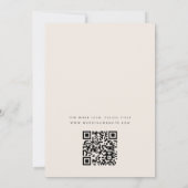 Minimalistisch Beige Script QR Code Fotobruiloft Save The Date (Achterkant)