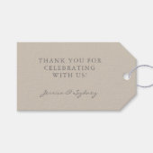 Minimalistisch Beige Taupe Script Custom Bedankt Cadeaulabel (Voorkant (Horizontaal))