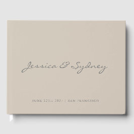 Minimalistisch Beige Taupe Script Wedding Custom Gastenboek