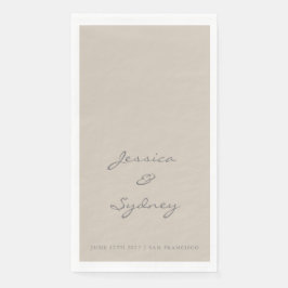 Minimalistisch Beige Taupe Script Wedding Custom Servet