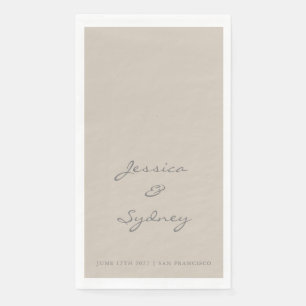 Minimalistisch Beige Taupe Script Wedding Custom Servet