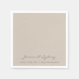 Minimalistisch Beige Taupe Script Wedding Custom Servet