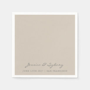 Minimalistisch Beige Taupe Script Wedding Custom Servet
