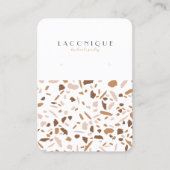 Minimalistisch beige terrazzomozaïekjuwelenscherm visitekaartje (Voorkant)