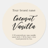 Minimalistisch beige verpakkingskaarsetiket ronde sticker (Voorkant)