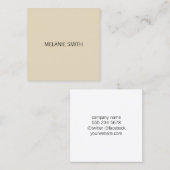 Minimalistisch / Beige Vierkante Visitekaartje (Voorkant / Achterkant)