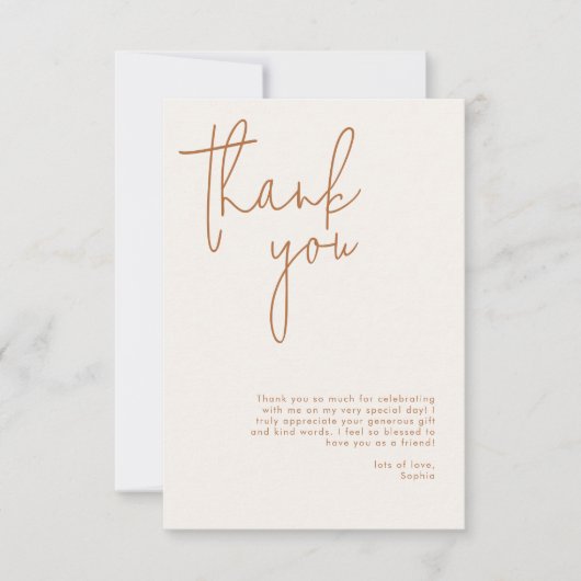 Minimalistisch beige Vrijgezellenfeest Bedankkaart (Voorkant)