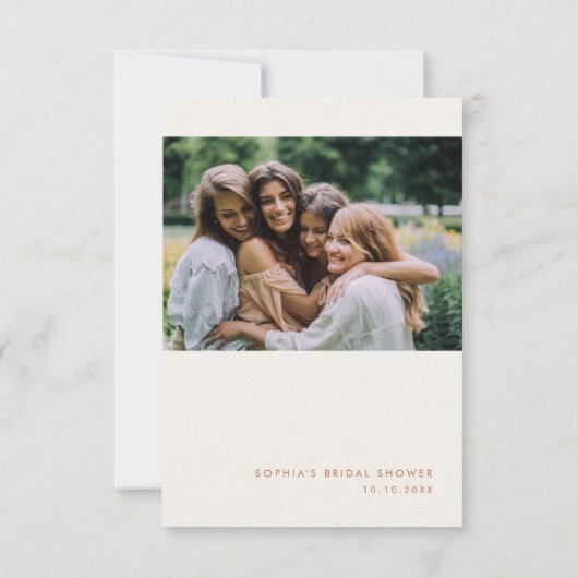 Minimalistisch beige Vrijgezellenfeest Bedankkaart (Achterkant)