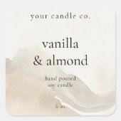 Minimalistisch Beige Waterverf Candle Label (Voorkant)