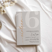 Minimalistisch Beige Zestien 16e Verjaardagsfeest Kaart