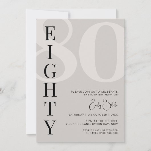 Minimalistisch Beige zeventig 80ste verjaardagsfee Kaart (Voorkant)